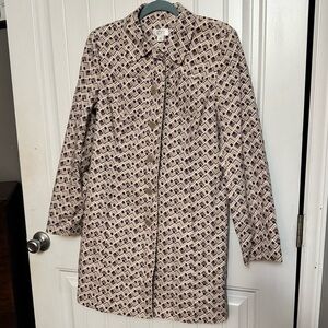 Ann Taylor Loft trench coat size small‎ geometric pattern 1960s 1970s style
